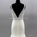 Customized Beading Crystal Long Mermaid vneck wedding dress luxury